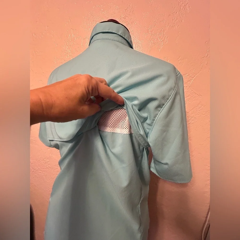 Columbia PFG Shirt Womens Medium Blue Performance Fishing Omni Shade Tamiami II - Picture 7 of 11
